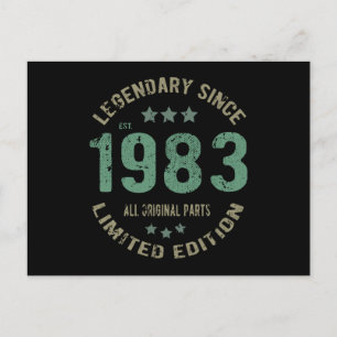 38 Year Old Bday 1983 Legend Since 38th Birthday Postcard