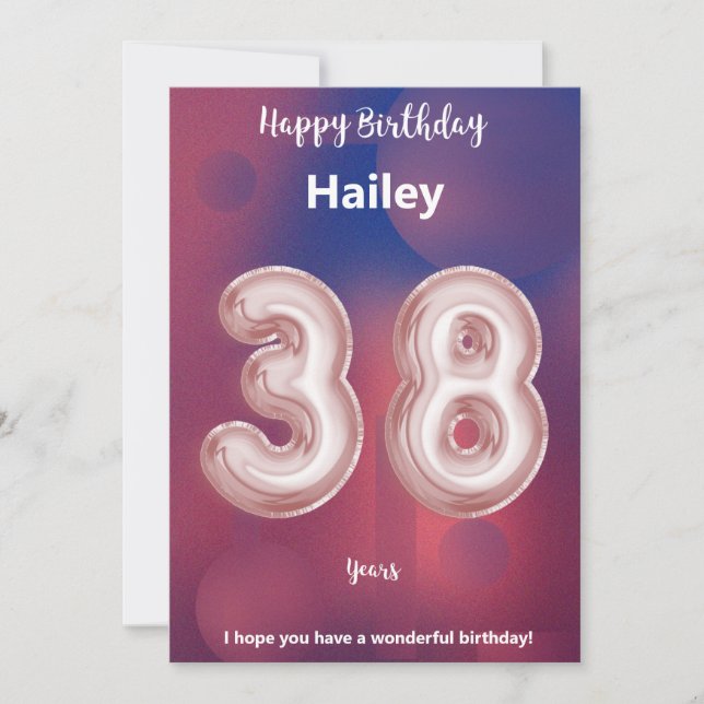 38 year old Happy Birthday card (Front)