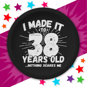 38 Year Old Sarcastic Meme Funny 38th Birthday Paper Plate
