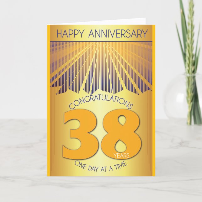 38 Year Sober Anniversary | Golden Ray 12 Step  Card (Front)