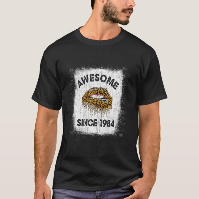 38 Years Old Birthday Awesome Since 1984 Leopard L T-Shirt (Front)