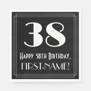 38th Birthday ~ Art Deco Inspired Look "38", Name Napkin