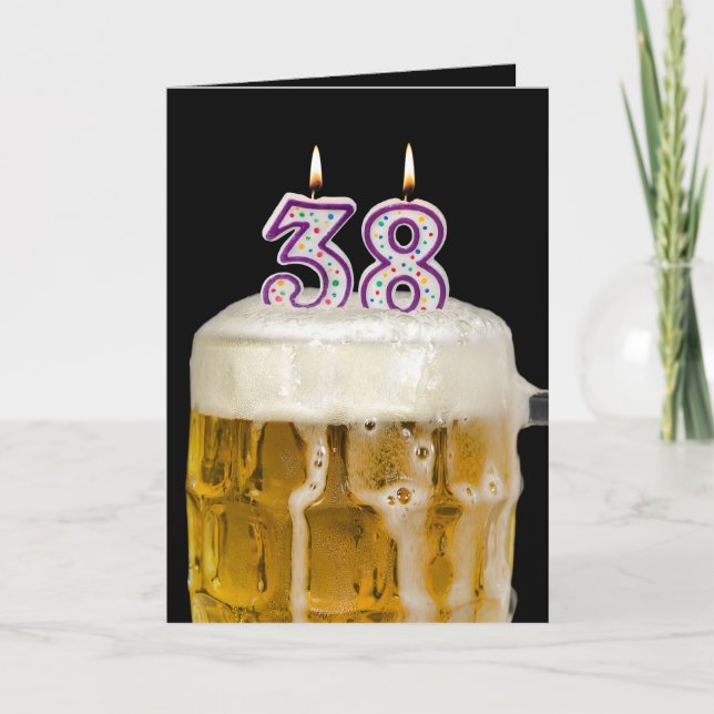 38th Birthday Beer on black Card (Front)