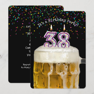 38th Birthday Candle Party Invitation