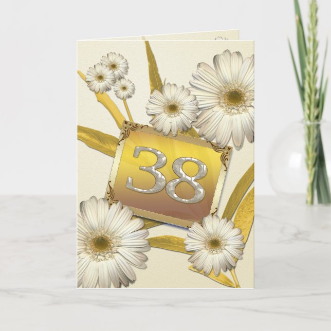 38th Birthday card with daisies. (Front)