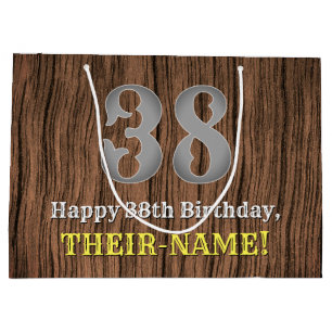38th Birthday: Country Western Inspired Look, Name Large Gift Bag