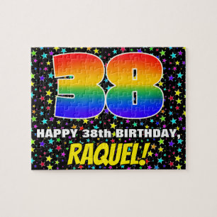 38th Birthday — Fun, Colourful Star Field Pattern Jigsaw Puzzle