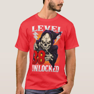 38th Birthday Gamer Skeleton Level 38 Unlocked Gam T-Shirt