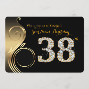 38th,Birthday Invitation,Number Diamond,Photo Invitation