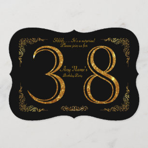 38th,Birthday party 38th,great Gatsby,black & gold Invitation