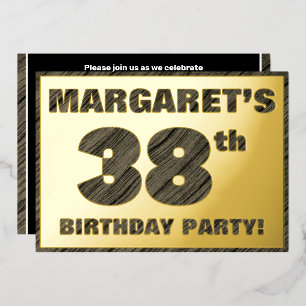 38th Birthday Party — Bold, Faux Wood Grain Text