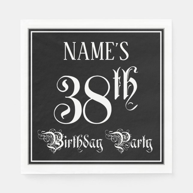 38th Birthday Party — Fancy Script + Custom Name Napkin (Front)