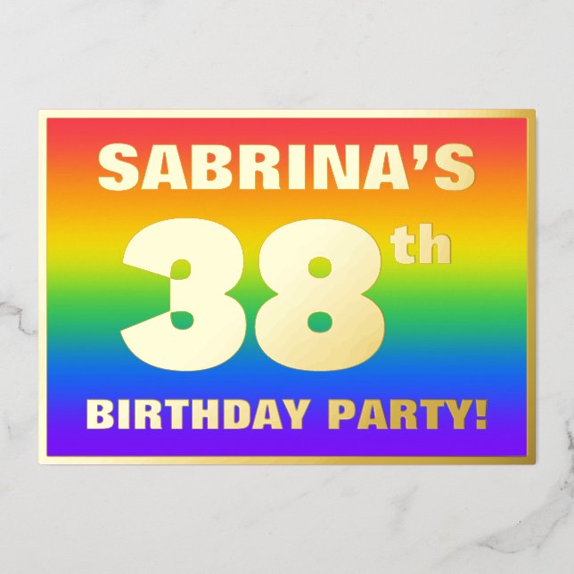 38th Birthday Party: Fun, Colourful Rainbow Patter (Front)