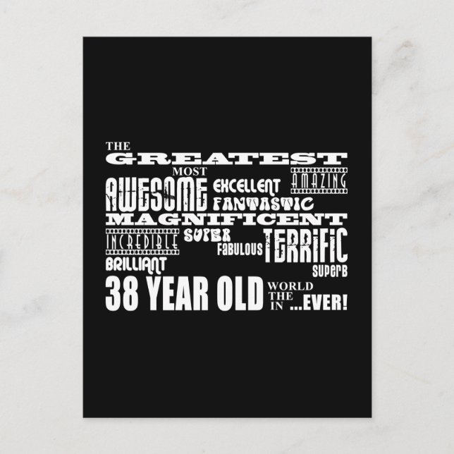 38th Birthday Party Greatest Thirty Eight Year Old Invitation Postcard (Front)