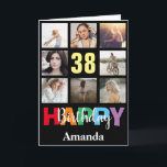 38th Happy Birthday Photo Collage Modern Black Card<br><div class="desc">38th Happy Birthday Photo Collage Modern Black Card with personalised name. For further customisation,  please click the "Customise it" button and use our design tool to modify this template.</div>
