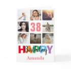 38th Happy Birthday Photo Collage Modern Pink