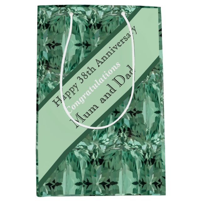 38th Wedding Anniversary Green Beryl Medium Gift Bag (Front)