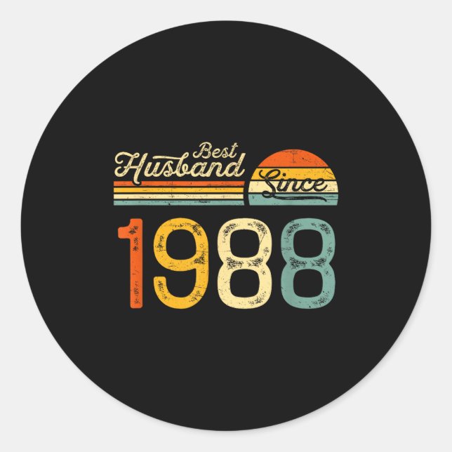 38th Wedding Anniversary Husband Since Classic Round Sticker (Front)