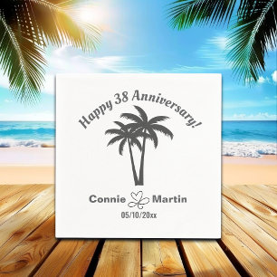 38th Wedding Anniversary Palm Trees Napkin
