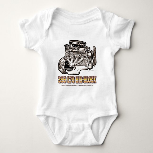 396 L78 Big Block Corvette Engine Baby Bodysuit (Front)