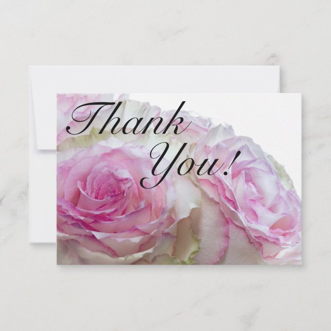 3998-White & Pink Roses Thank You Card (Front)