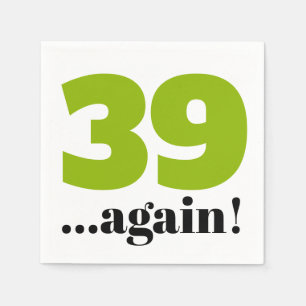 39 again apple green birthday celebration  napkin