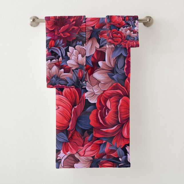 #39 Floral pattern Bath Towel Set (Insitu)