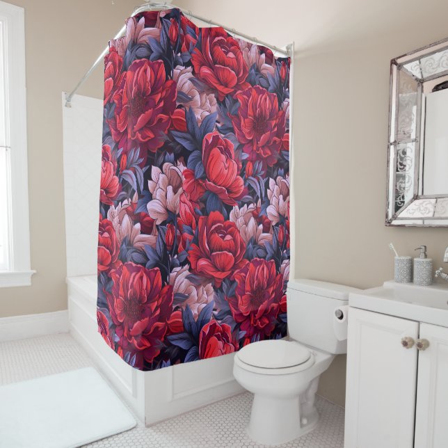 #39 Floral Pattern Shower Curtain (In Situ)