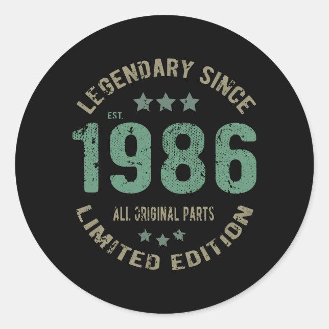39 Year Old Bday 1986 Legend 39th Birthday Gift Classic Round Sticker (Front)