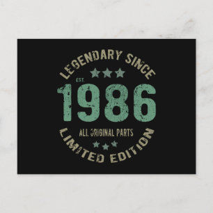 39 Year Old Bday 1986 Legend 39th Birthday Gift Postcard