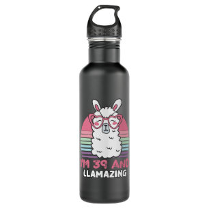 39 Year Old Bday Llamazing 39th Birthday Llama 710 Ml Water Bottle