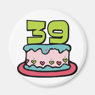 39 Year Old Birthday Cake Magnet