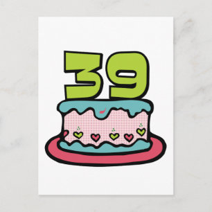 39 Year Old Birthday Cake Postcard
