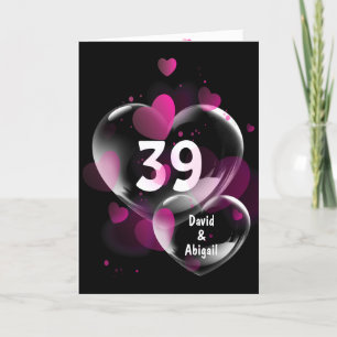 39th Anniversary Heart Bubbles on Black Card