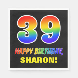 39th Birthday: Bold, Fun, Simple, Rainbow 39 Napkin