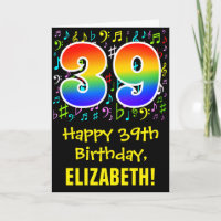 39th Birthday: Colourful Music Symbols + Rainbow 3
