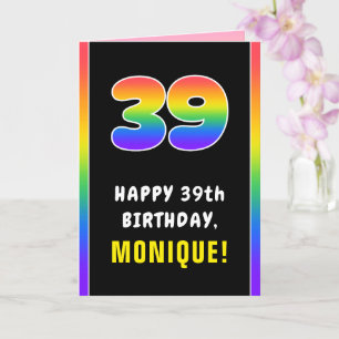 39th Birthday: Colourful Rainbow # 39, Custom Name Card