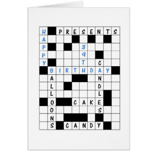 39th Birthday, Crossword Puzzle Birthday Card