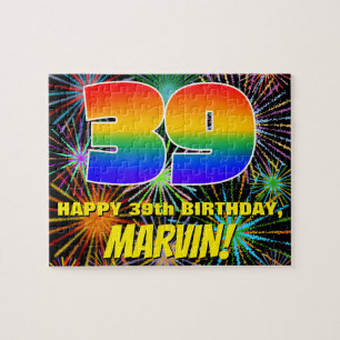 39th Birthday: Fun, Colourful Celebratory Firework Jigsaw Puzzle