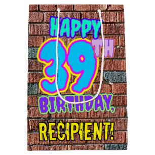 39th Birthday: Fun, Urban Graffiti Inspired Look Medium Gift Bag