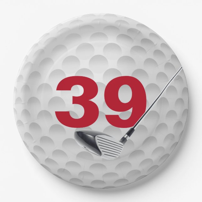 39th Birthday Golf Ball Design Paper Plate (Front)