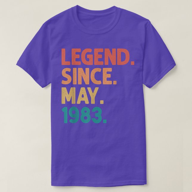 39th Birthday Legend Since May 1983 39 Years Old V T-Shirt (Design Front)