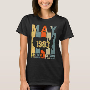 39th Birthday May 1983 39 Years Of Being Awesome T-Shirt