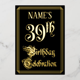 39th Birthday Party — Fancy Script & Custom Name F
