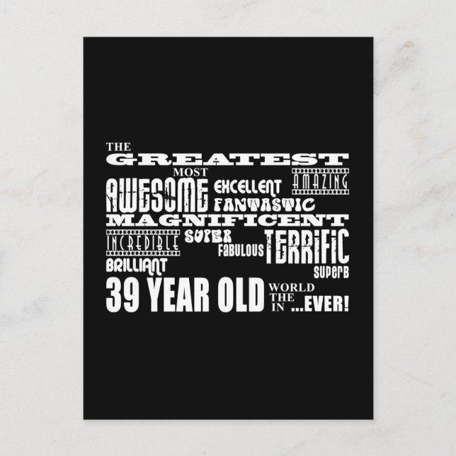 39th Birthday Party Greatest Thirty Nine Year Old Invitation Postcard (Front)