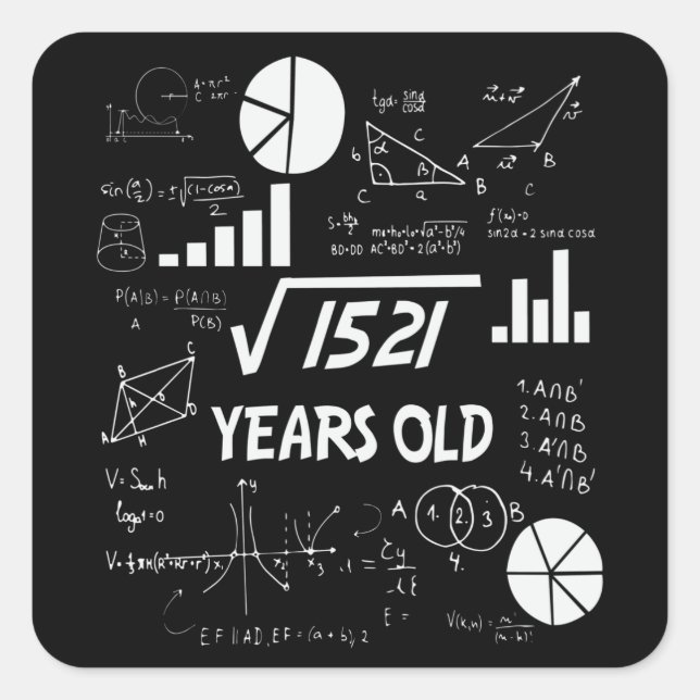 39th Birthday Square Root Math 39 Years Old Bday Sticker (Front)