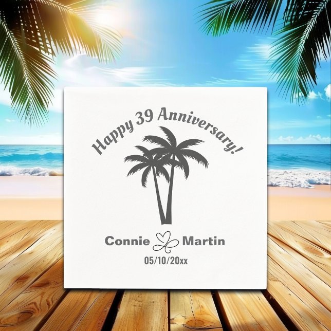 39th Wedding Anniversary Palm Trees Napkin (Creator Uploaded)