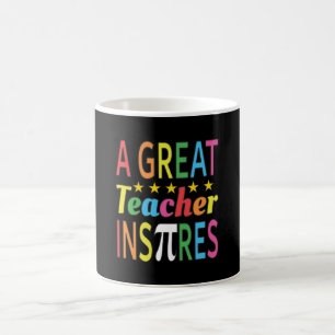 3.14 A Great Teacher Inspires Pun Funny Math Joke Coffee Mug