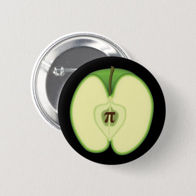 3.14 Apple Pie Pi Pun Funny Math Joke Square Stick 6 Cm Round Badge (Front & Back)