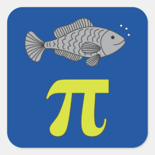 3.14 Fish Pie Pi Pun Funny Math Joke Square Sticker